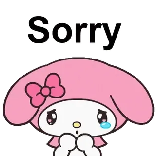 😊 My Melody Sorry My Melody, Sanrio, disculpa, triste, lindo, dibujos animados, rosa telegram sticker