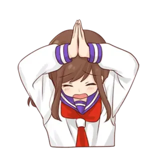 🙏 Anime, Kawaii, Scolara, Piangendo, Dispiaciuto, Studente, Stile Giapponese, Supplicando telegram sticker