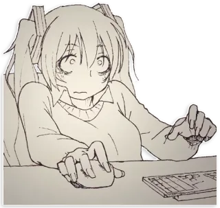 😨 Anime, Ordenador, Chica, Digital, Ilustración, Dibujo telegram sticker
