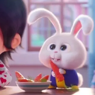 🐰 Snowball The Secret Life of Pets coniglio, carota, animale, carino, cartone animato, coniglietto whatsapp sticker