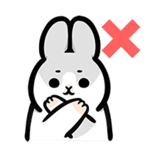 😋 兔子, 动物, 可爱, 否, 取消, 叉, 停止 telegram sticker