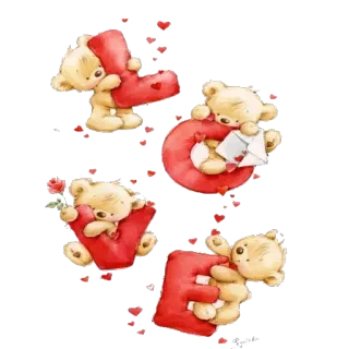 ❤ LOVE love, teddy bear, valentine, cute, hearts telegram sticker