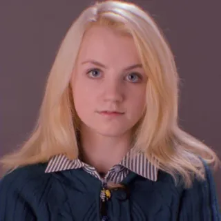 🙂 Luna Lovegood Harry Potter Luna Lovegood, Harry Potter, personaggio, bionda, ritratto, mondo magico telegram sticker