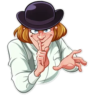 🤫 Alex DeLarge A Clockwork Orange filme, mecânico, laranja, vilão, assustador, personagem telegram sticker