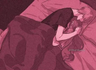 😴 sskurauwa couple, bed, love, sleep, affectionate, romance telegram sticker