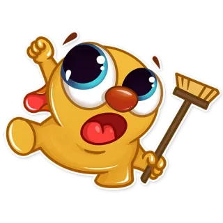 ✋ Dibujos animados, Monstruo, Emoji, Lindo, Limpieza, Escoba telegram sticker