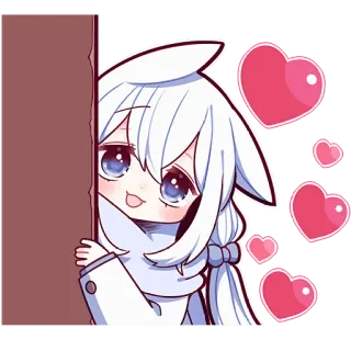 🙃 Аниме, Милый, Сердечки, Мультфильм, Чиби, Кавай, Девочка telegram sticker