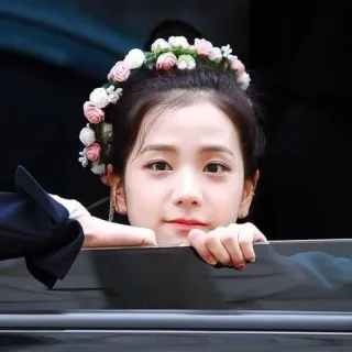 🦄 Jisoo Jisoo, K-pop, Blackpink, chanteuse, coréen, célébrité, couronne de fleurs whatsapp sticker