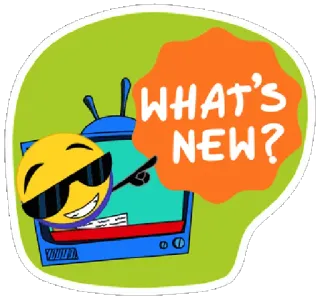 ❔ WHAT'S NEW? Emoji, TV, Baru, Kartun, Kacamata, Pointer telegram sticker