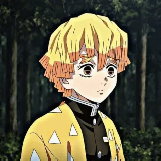 👺 Zenitsu Agatsuma Demon Slayer 애니메이션, 귀멸의 칼날, 젠이츠, 캐릭터, 만화, 카툰, 노란 머리 telegram sticker