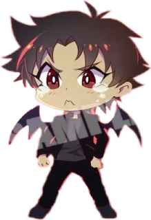 🙃 anime, chibi, demon, wings, angry telegram sticker