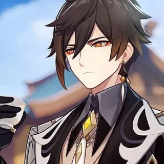 🍵 Zhongli Genshin Impact Zhongli, Genshin Impact, postać z gry, anime, brązowe włosy telegram sticker