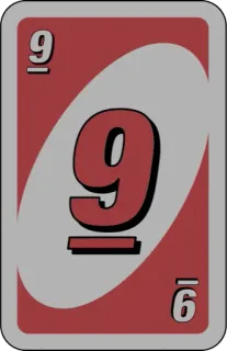 ❤️ 9 uno, card, number, red, game whatsapp sticker