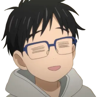 😑 Yuri Katsuki Yuri on Ice Аниме, Yuri on Ice, Юрий Кацуки, Очки, Мультфильм whatsapp sticker