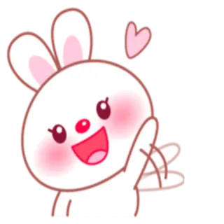 👋 cute, bunny, cartoon, kawaii, greeting whatsapp sticker