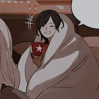 🍤 person, blanket, mug, star, warm, indoors, comfort telegram sticker