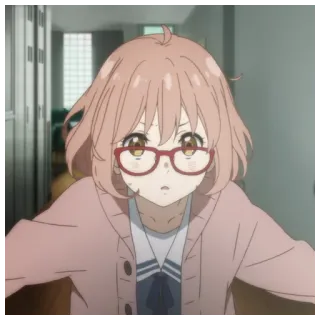 🍼 Mirai Kuriyama Beyond the Boundary Аниме, Девушка, Очки, Милая telegram sticker