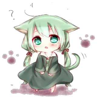 🙁 Anime, Chibi, Kucing, Kawaii, Imut, Manga, Gadis telegram sticker