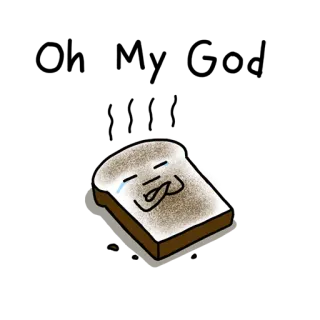 🤢 Toast, Triste, Nourriture, Pleurs, Dessin animé, Pain whatsapp sticker