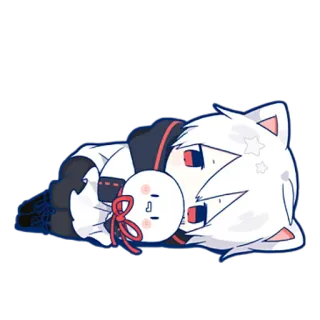 🙁 cat, white, anime, cute telegram sticker