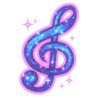 🎸 music, clef, treble, note, sparkle, blue, pink telegram sticker