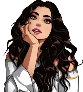😊 mujer, morena, dibujo animado, ilustración, retrato telegram sticker