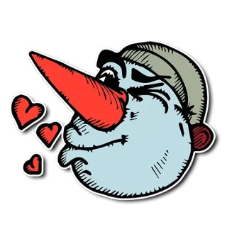 😘 снеговик, зима, любовь, сердечки, мультфильм, милый, морозный, снег telegram sticker