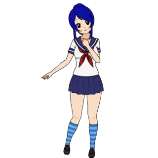 😊 Аниме, Школьница, Форма, Мультфильм, Синие волосы telegram sticker