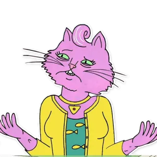 😢 Princess Carolyn BoJack Horseman кот, анимированный, телешоу, розовый, princess carolyn telegram sticker