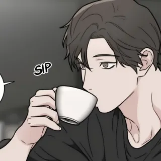 🕯 SIP mężczyzna, kawa, napój, filiżanka, kreskówka telegram sticker