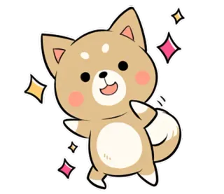 😌 собака, Сиба-ину, милый, каваий, блестки, животное, питомец, наклейка telegram sticker