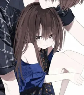 📓 Anime, Traurig, Mädchen, Umarmung, Emotional, Manga, Kunst telegram sticker