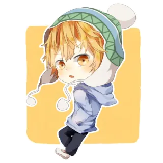 😕 anime, chibi, cute, cartoon, boy, character, sticker whatsapp sticker