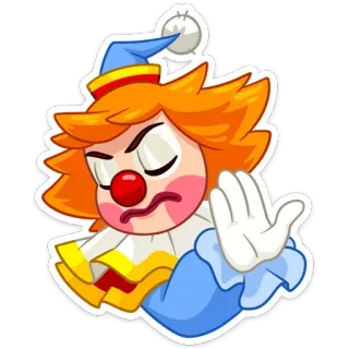 ⛔️ Clown, Dessin animé, Colère, Stop, Main, Dégoût whatsapp sticker