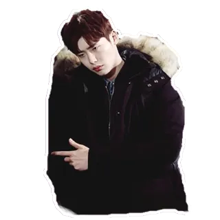 😔 Coréen, Acteur, Pointer, Hiver, Manteau, K-Drama telegram sticker