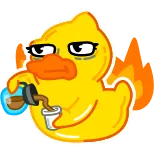 🥴 anatra, caffè, animale, carino, giallo, bevanda telegram sticker