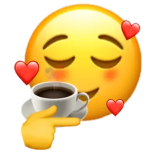☕️ 이모지, 커피, 사랑, 하트, 가리키는, 미소 whatsapp sticker