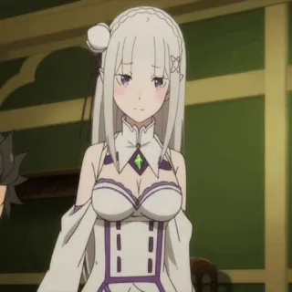 🤍 Emilia Re:Zero Anime, capelli bianchi, occhi viola, Emilia, Re:Zero telegram sticker