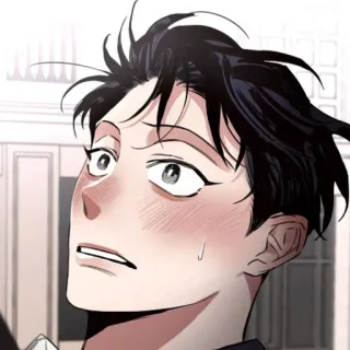 🍾 anime, worried, sweat, male, blush, cartoon telegram sticker