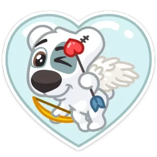 👼 купидон, собака, сердце, день святого Валентина, любовь, стрела, лук whatsapp sticker
