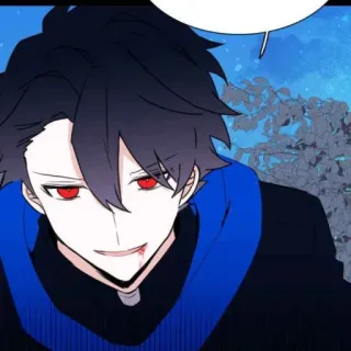 🩸 Anime, Manga, mata merah, rambut hitam, Kartun telegram sticker