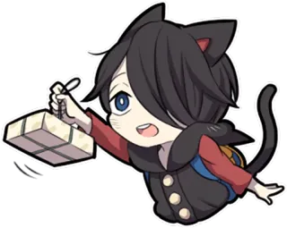 🍱 애니메이션, 고양이 귀, 치비, 카와이 telegram sticker