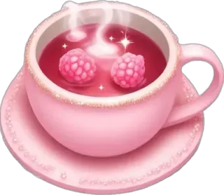 🤩 tee, himbeere, tasse, getränk, rosa, süß telegram sticker
