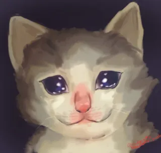 😢 кот, котенок, грустный, плачущий, эмоциональный, цифровое искусство telegram sticker