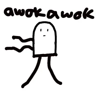 🌱 awokawok 드로잉, 미니멀리즘, 추상적인, 만화, 낙서, 단순한 telegram sticker