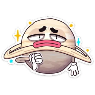 👎 ดาวเคราะห์, ดาวเสาร์, ไม่ชอบ, ไม่ถูกใจ, การ์ตูน, ดาราศาสตร์ telegram sticker