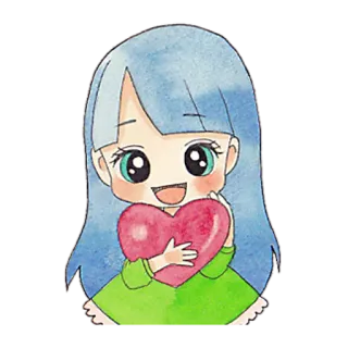❤️ Anime, Cartoon, Hart, Schattig, Liefde, Meisje telegram sticker