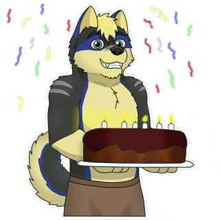 🎂 Furry, Anthro, Animal, Bolo, Aniversário, Celebração, Festa telegram sticker