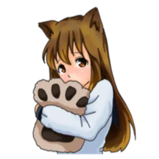 ☺️ dziewczyna anime, kocie uszy, słodki, kawaii, kocia łapa telegram sticker