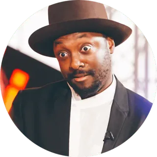 😳 will.i.am will.i.am, หมวก, Black Eyed Peas, นักร้อง, นักดนตรี, คนดัง telegram sticker